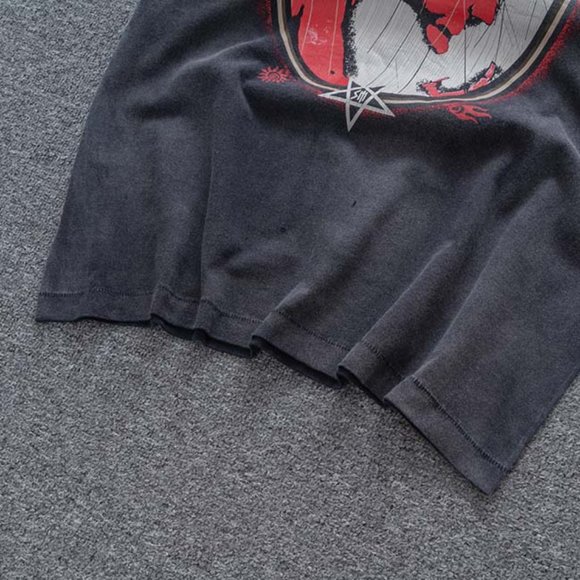 Saint Michael Devil Print Short Sleeve Wash Black - Picture 2 of 12